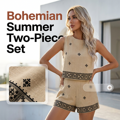 ✨ 50% OFF NOW! 🌸Women's Bohemian Print Sleeveless Top & Shorts Set