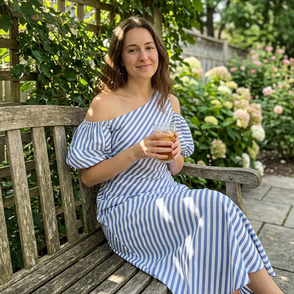 ✨Women's Elegant Striped Off Shoulder Dress
