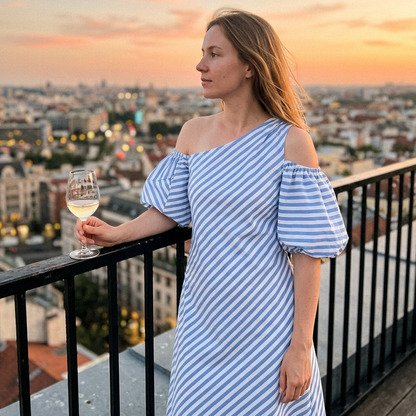 ✨Women's Elegant Striped Off Shoulder Dress