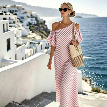 ✨Women's Elegant Striped Off Shoulder Dress