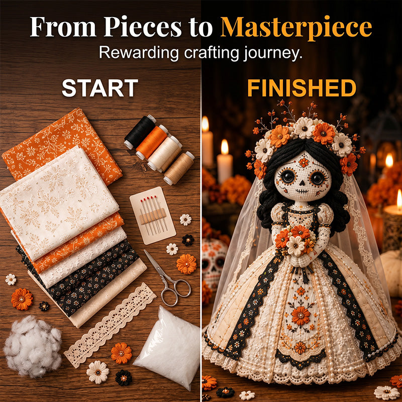 💀🧵 Skeleton bride craft kit – complete, detailed, perfect for Halloween decor!